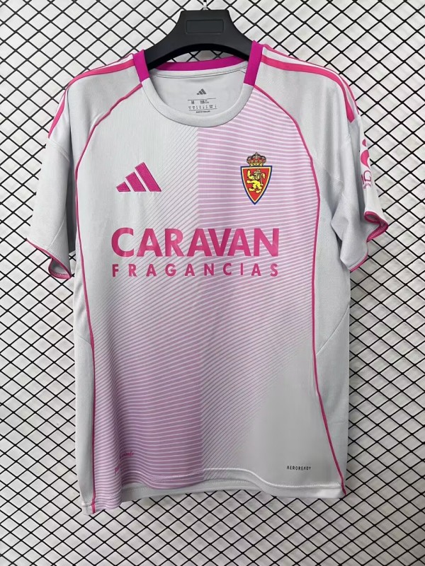 2025-26 Mens Zaragoza pink white soccer jersey