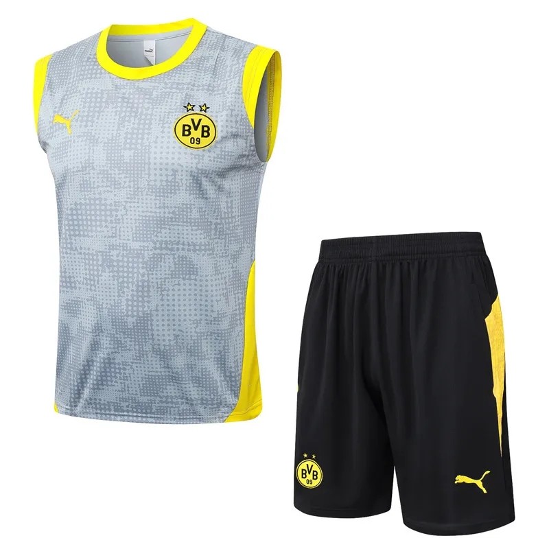 2025-26 Mens Borussia Dortmund Light gray  Vest short training suit   #D25234