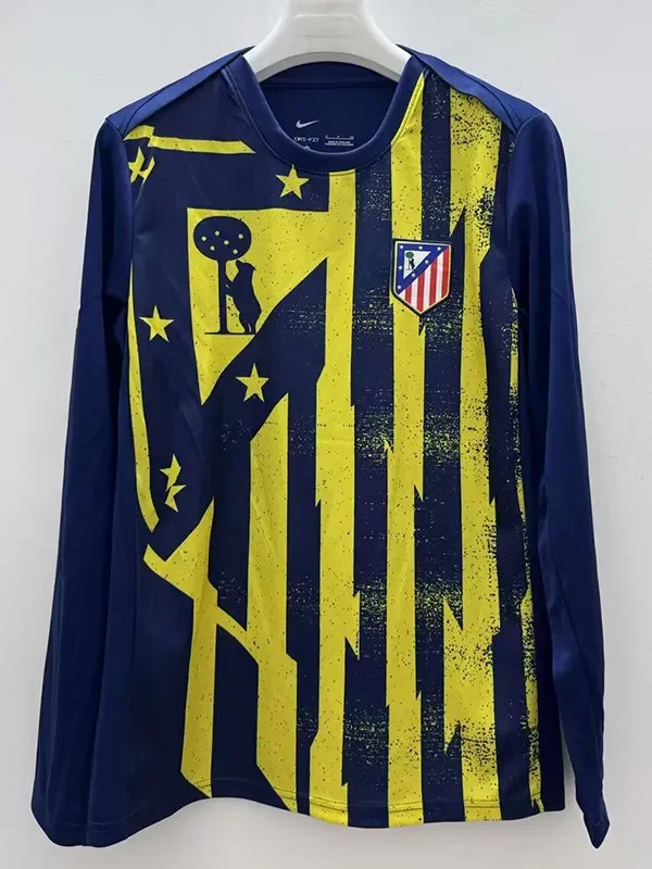 2025-26 Mens Atletico Madrid blue Yellow Long sleeve jersey