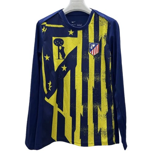 2025-26 Mens Atletico Madrid blue Yellow Long sleeve jersey