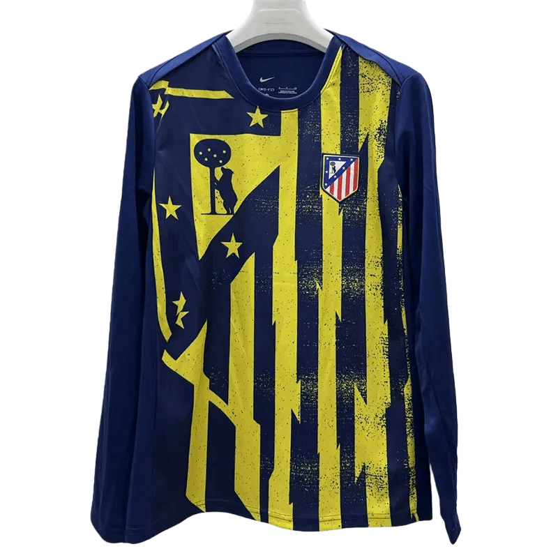 2025-26 Mens Atletico Madrid blue Yellow Long sleeve jersey