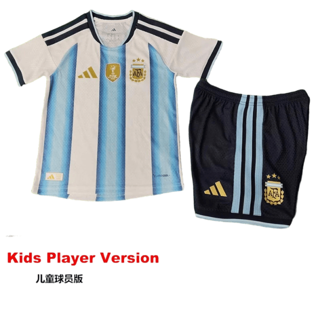 2026-27 Kids Argentina home with FIFA World Champions 2022 Patch Player Version soccer Jersey