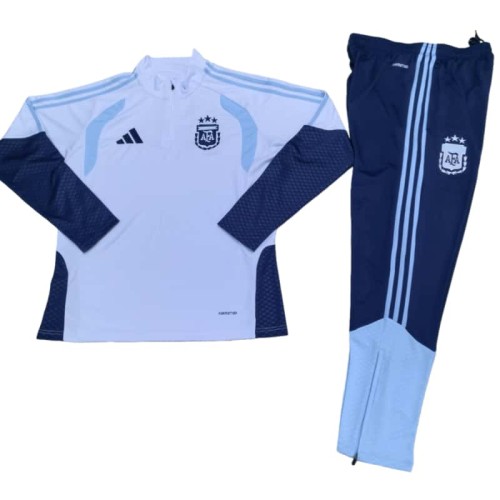 2025-26 Mens Argentina white Half Pull Tracksuit