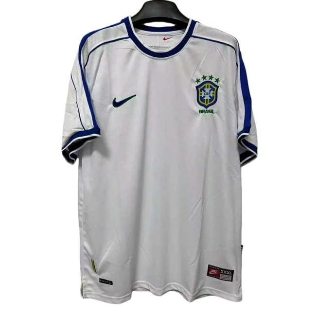 1998 Mens Brazil White Retro Soccer Jersey