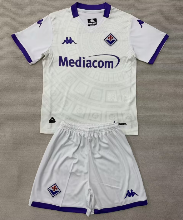 2025-26 Kids Fiorentina white home soccer jersey