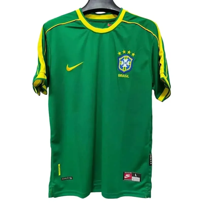 1998 Mens Brazil Green Retro Soccer Jersey