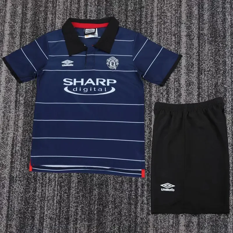 1999-2000 Kids Manchester United  Away Retro Soccer Jersey