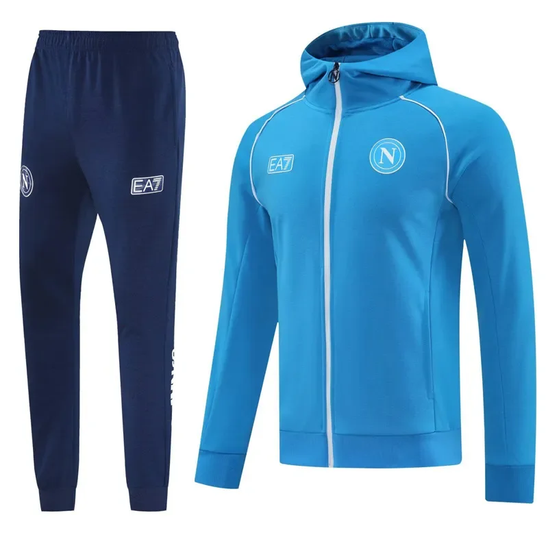 2025-26 Mens Napoli Blue Hoodie Jacket Tracksuit #01