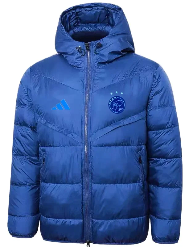 2025-26 Mens Ajax  Blue Hooded Jacket  Cotton Coat