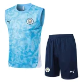 2025-26 Mens Manchester City Light blue vest training Short suit #D25216