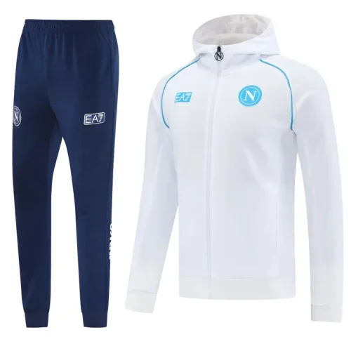 2025-26 Mens Napoli White Hoodie Jacket Tracksuit #01