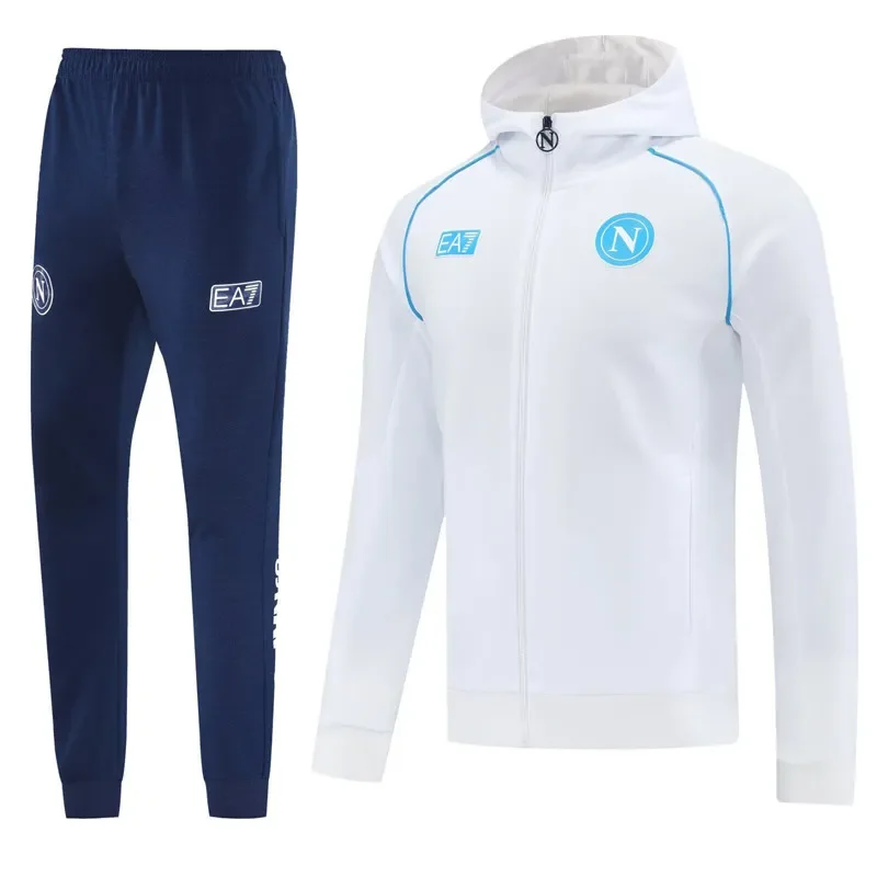2025-26 Mens Napoli White Hoodie Jacket Tracksuit #01