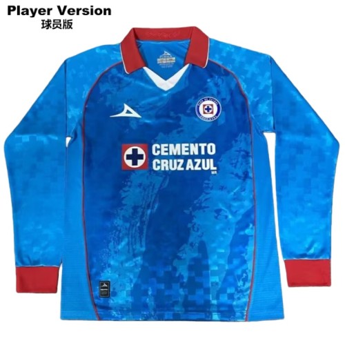 2025-26 Mens Monterrey Special Edition blue long sleeve Player version Soccer Jersey