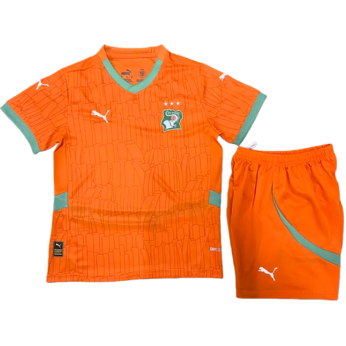 2025-26 Kids Ivory Coast home Orange soccer Jersey
