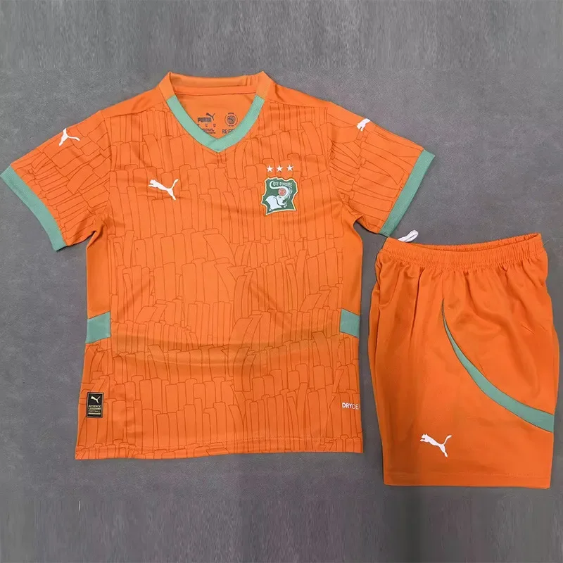 2025-26 Kids Ivory Coast home Orange soccer Jersey
