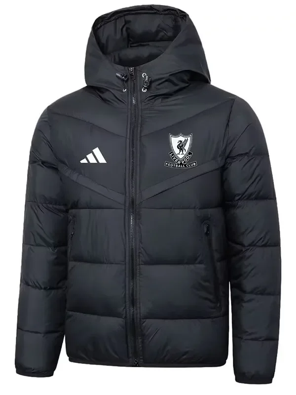 2025-26 Mens LIV Black Hooded Cotton Coat