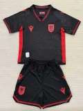 2025-26 Kids Albania black Third away  Soccer Jersey