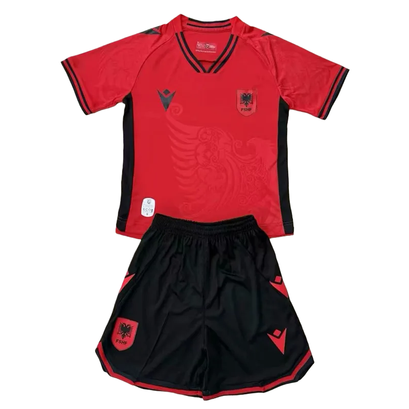 2025-26 Kids Albania home red Soccer Jersey