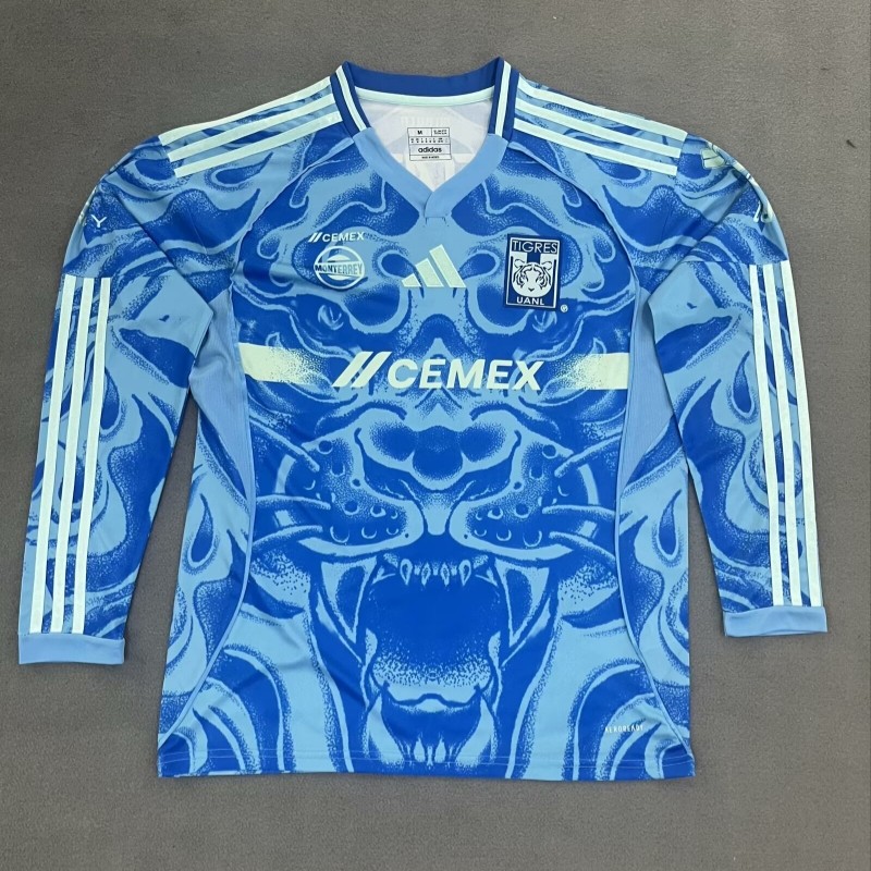 2025-26  Mens Tigres UANL  away blue long sleeve soccer Jersey