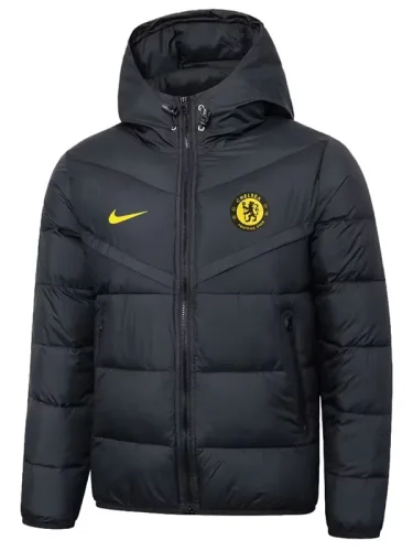 2025-26 Mens Chelsea Black Hooded Cotton Coat