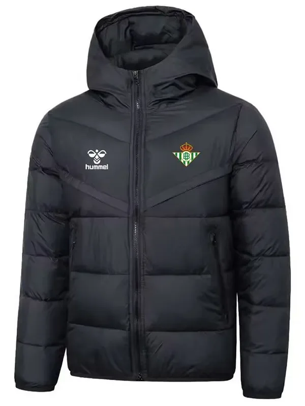 2025-26 Mens Real Betis Black Hooded Cotton Coat
