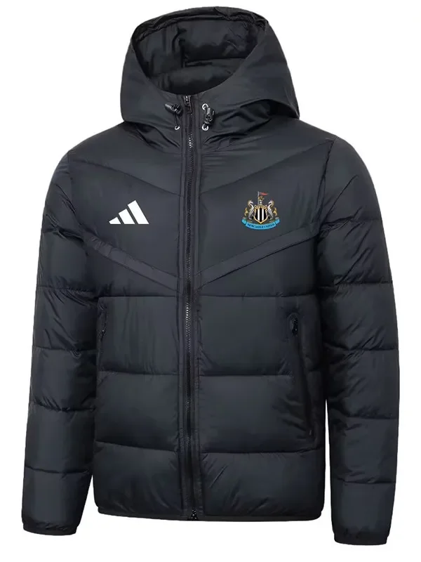 2025-26 Mens Newcastle Black Hooded Cotton Coat