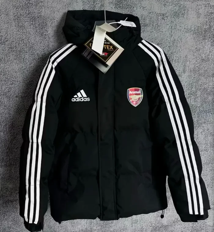 2025-26 Mens Arsenal black Hooded Jacket Cotton Coat