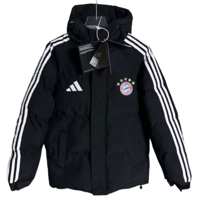 2025-26 Mens Bayern Munich black Hooded Jacket Cotton Coat