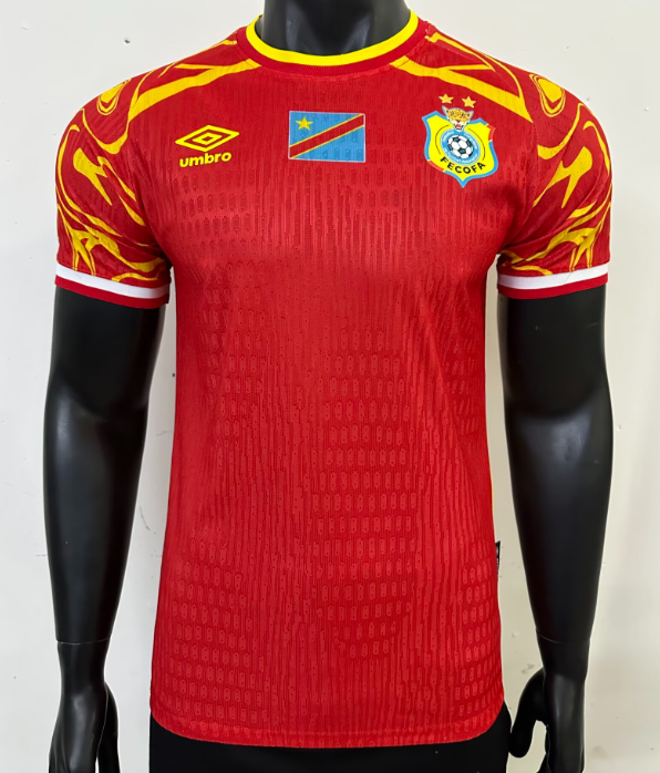 2026-27 Mens Democratic Congo Third Away Red  Player version  Soccer Jersey