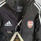 2025-26 Mens Arsenal black Hooded Jacket Cotton Coat