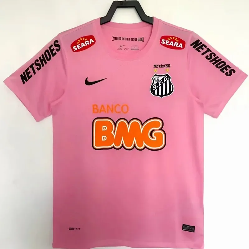 2012-2013 Mens Santos FC Pink Retro Soccer Jersey