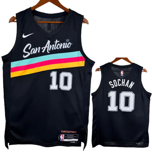 25-26 SA Spurs SOCHAN #10 Black City Edition Top Quality Hot Pressing NBA Jersey (V领）