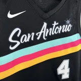 25-26 SA Spurs FOX #4 Black City Edition Top Quality Hot Pressing NBA Jersey (V领）