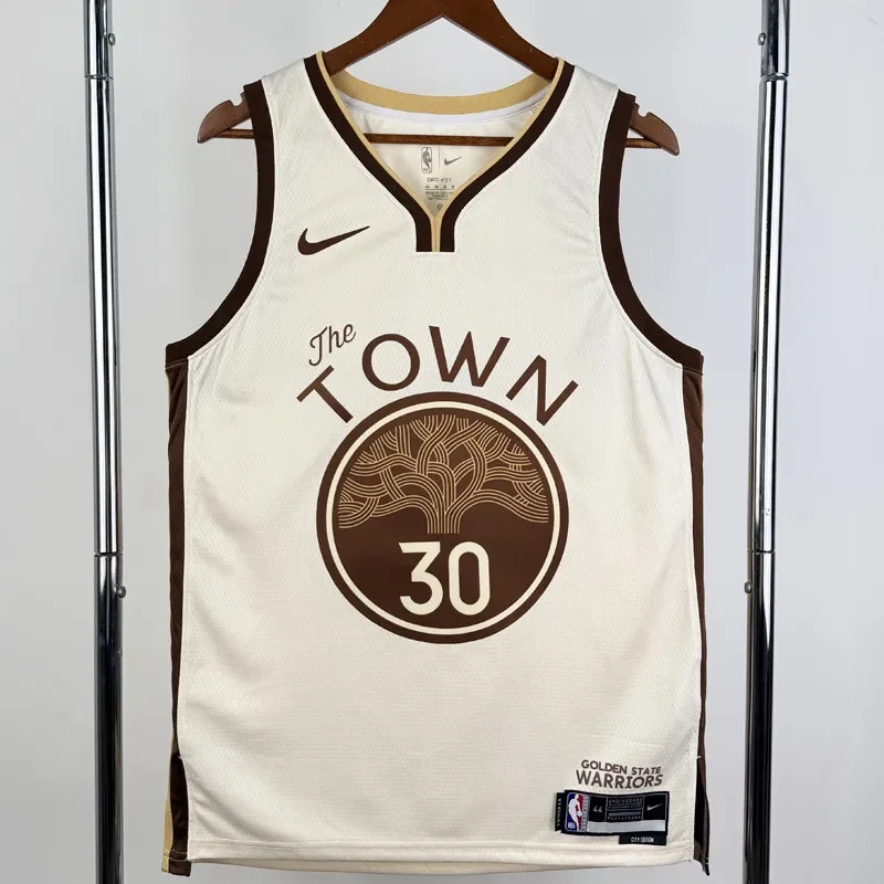 25-26 WARRIORS CURRY #30 Khaki City Edition Top Quality Hot Pressing NBA Jersey (V领)