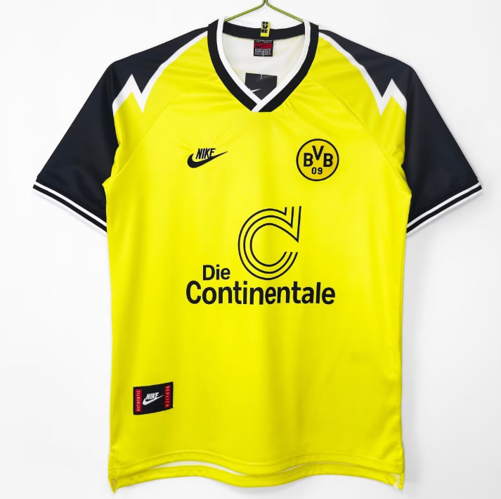 1995-96 Retro Mens Borussia Dortmund yellow Home soccer Jersey