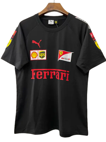 25-26 F1 Ferrari Black Casual T-Shirts Racing Suit (圆领)