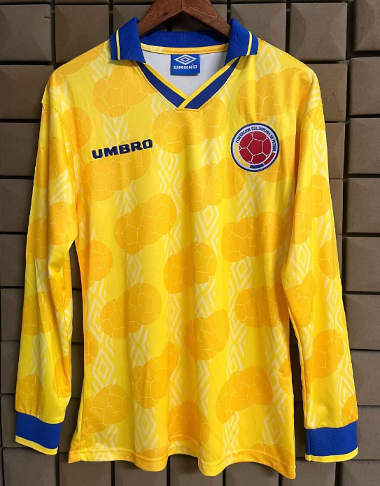 1994 Colombia Home Retro long sleeve Soccer Jersey