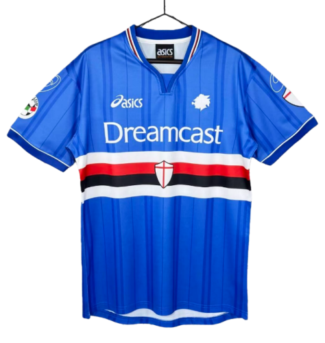 2001-02 Mens   Sampdoria home Retro soccer Jersey