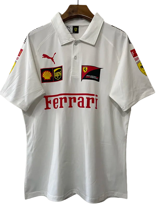 25-26 F1 Ferrari White Casual Polo Racing Suit (有领)