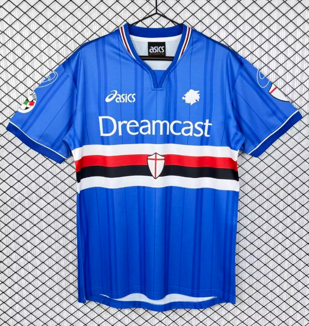 2001-02 Mens   Sampdoria home Retro soccer Jersey