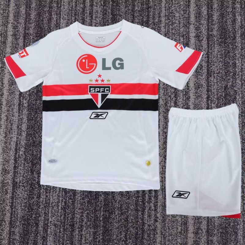 2007-08 Kids Sao Paulo home white Retro  soccer jersey