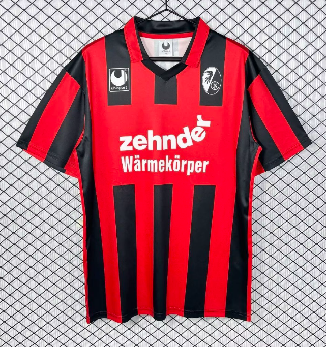 1994-95  Mens SC Freiburg  red   Retro home Soccer Jersey