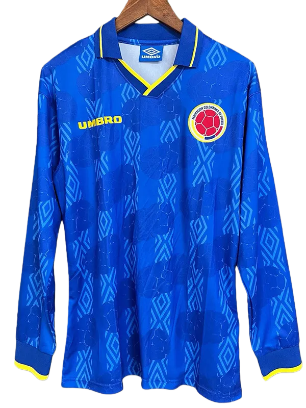 1994 Colombia Away Long Sleeve Retro Soccer Jersey