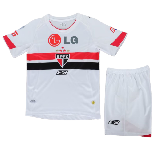 2007-08 Kids Sao Paulo home white Retro  soccer jersey