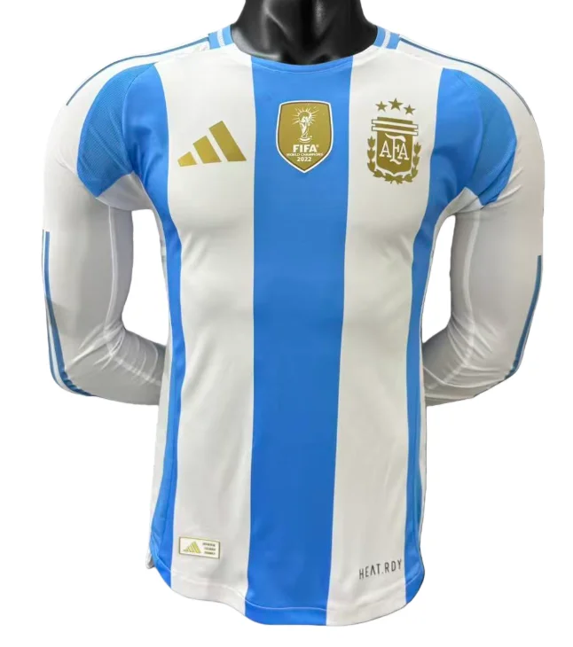 2024-25 Mens Argentina home Player version with FIFA World Champions 2022 Patch  long sleeve  soccer  Jersey