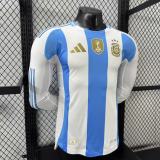 2024-25 Mens Argentina home Player version with FIFA World Champions 2022 Patch  long sleeve  soccer  Jersey