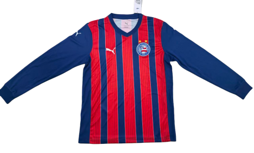 2025-26 Mens BaHia away red blue long sleeve  Soccer Jersey