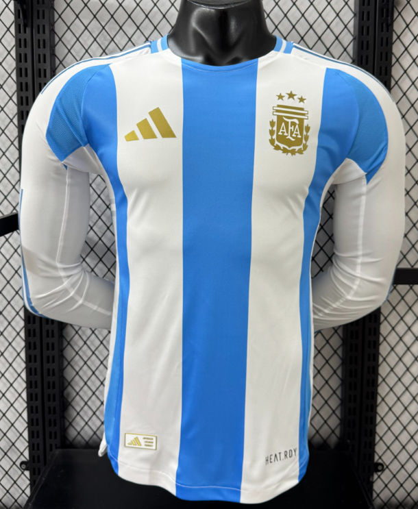 2024-25 Mens Argentina home Player version long sleeve  soccer  Jersey