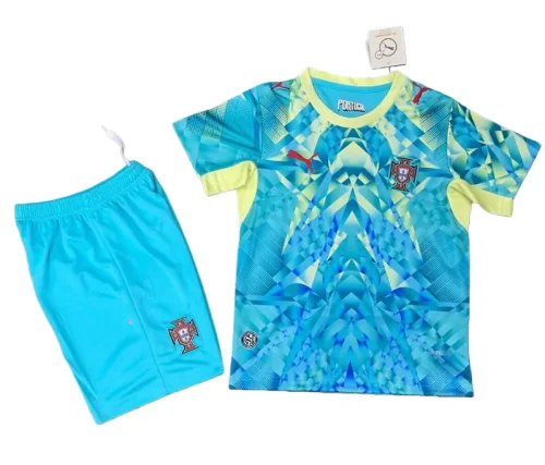 2026-27 KIDS Portugal goalkeeper blue soccer jersey