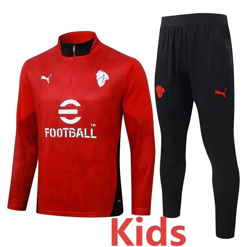 2025-26 Kids AC Milan red Half Pull Tracksuit  #E25205